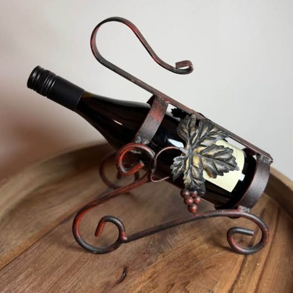 Wrought Iron Grapevine Single Bottle Wine Holder